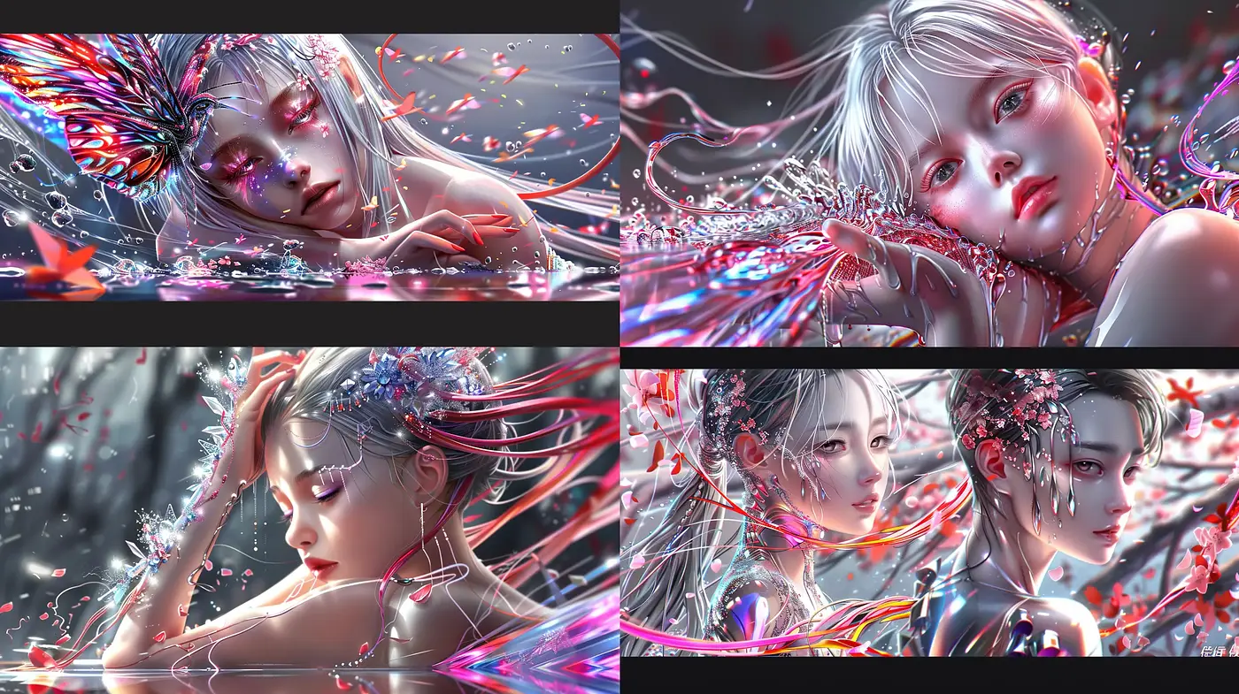 Luminous Cybernetic Fantasia: A Fusion of Organic and Digital Realms - Midjourney sref style