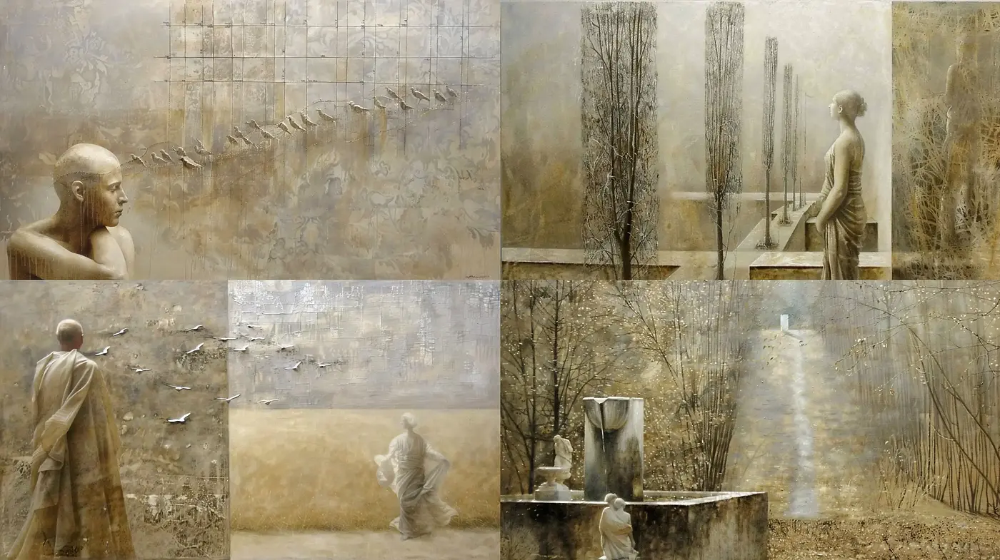 Ethereal Monochromatic Visions in Sepia Tones - Midjourney sref style
