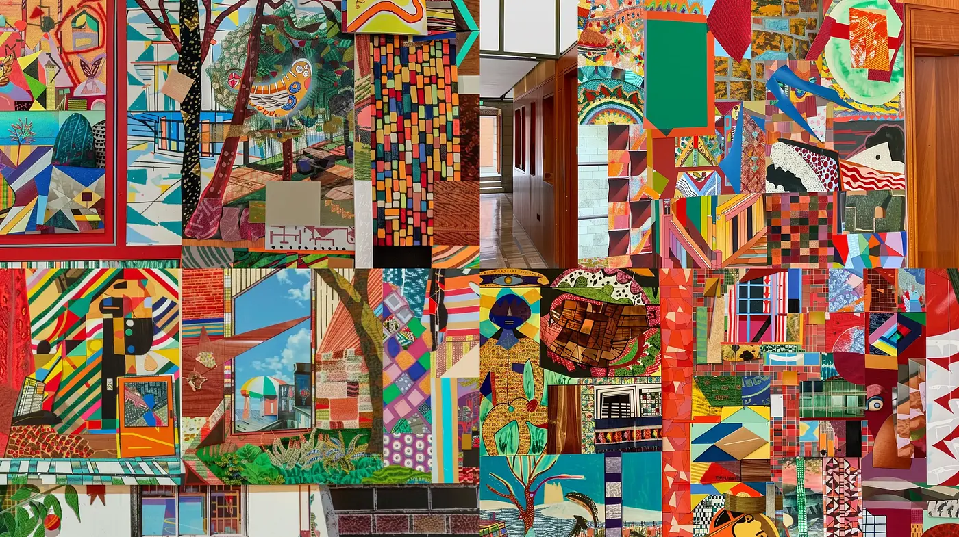 Eclectic Geometric Tapestry of Vivid Hues and Textures - Midjourney sref style
