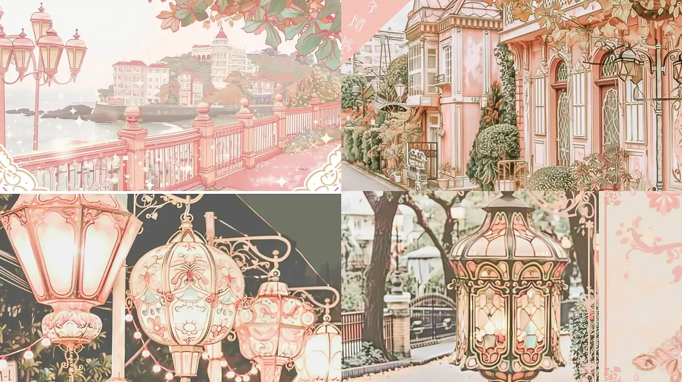 Charming pastel aesthetics with whimsical architectural elements - Midjourney sref style