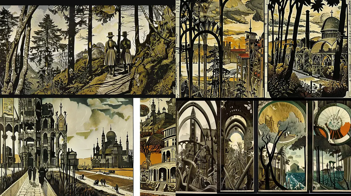 Ephemeral Echoes of Golden Age Illustrations - Midjourney sref style