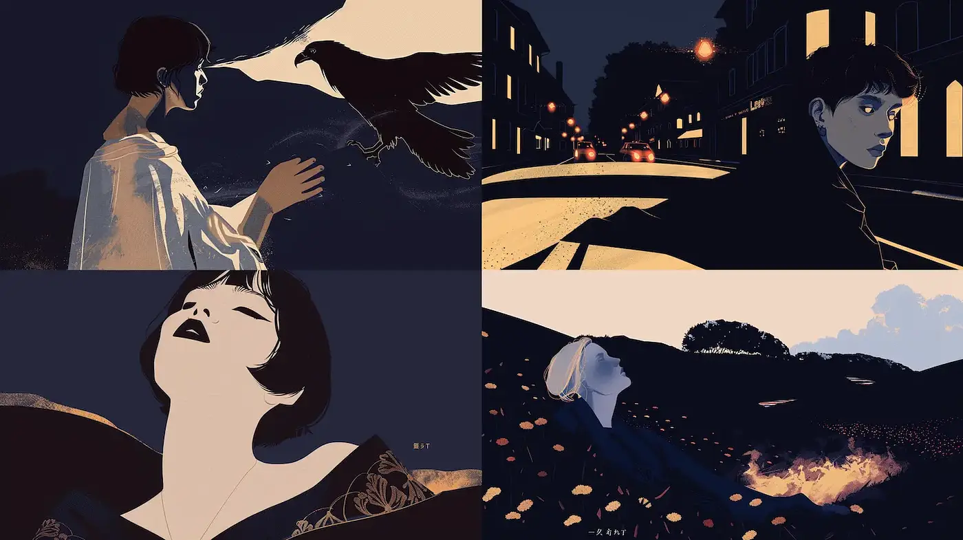 Moody Illustrations with a Mysterious and Atmospheric Appeal - Midjourney sref style