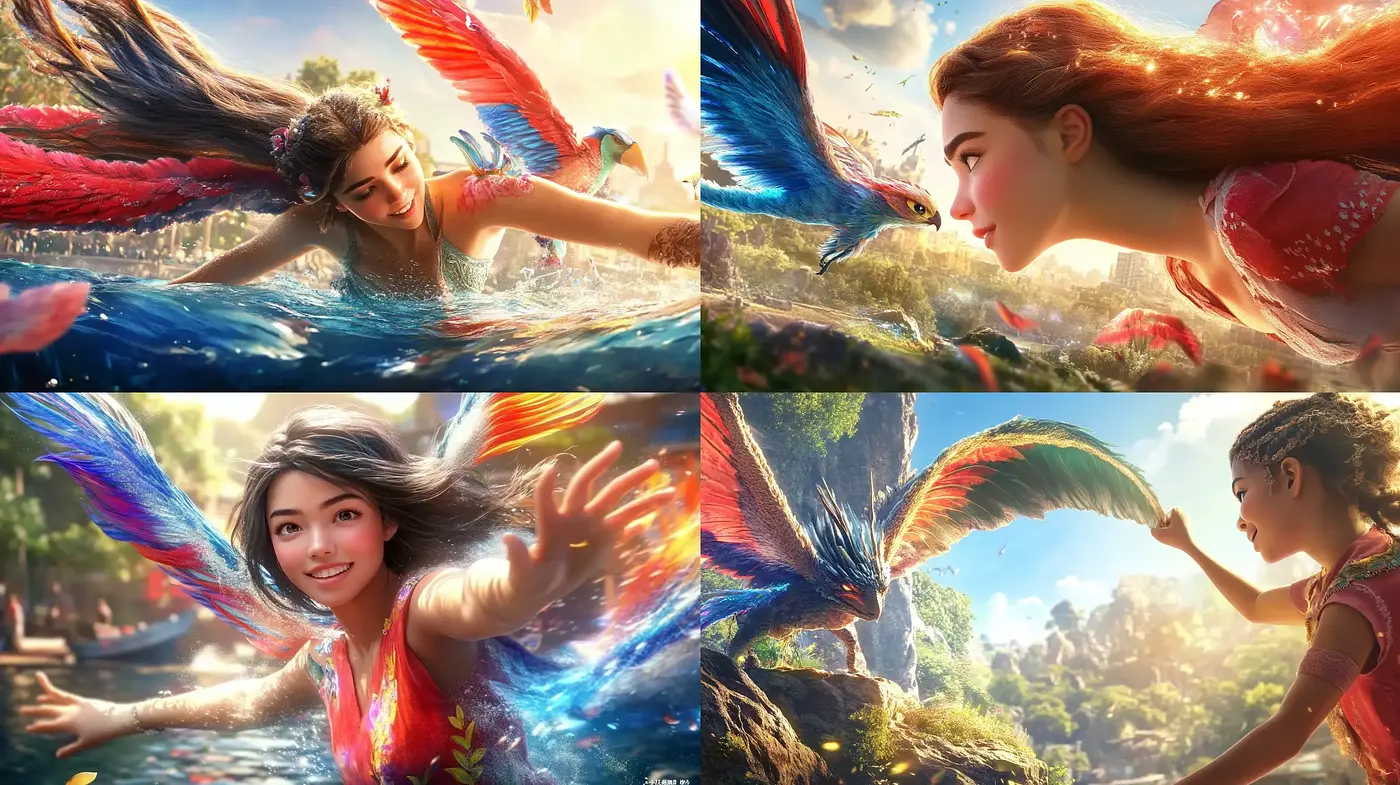 Radiant Whimsy of Mythical Reverie: A Splash of Color and Light in a Fantastical Brushstroke - Midjourney sref style