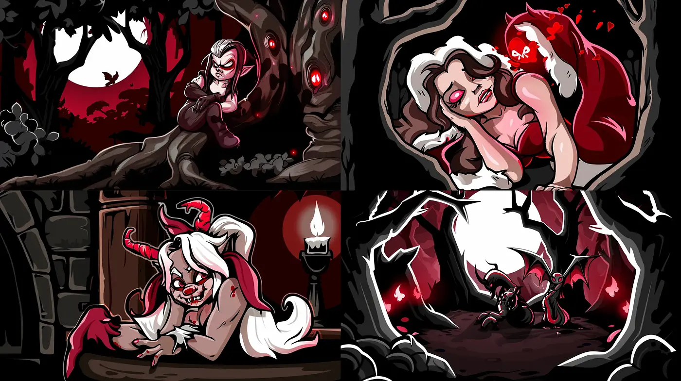 Gothic Fantasy with an Animated Flair - Midjourney sref style