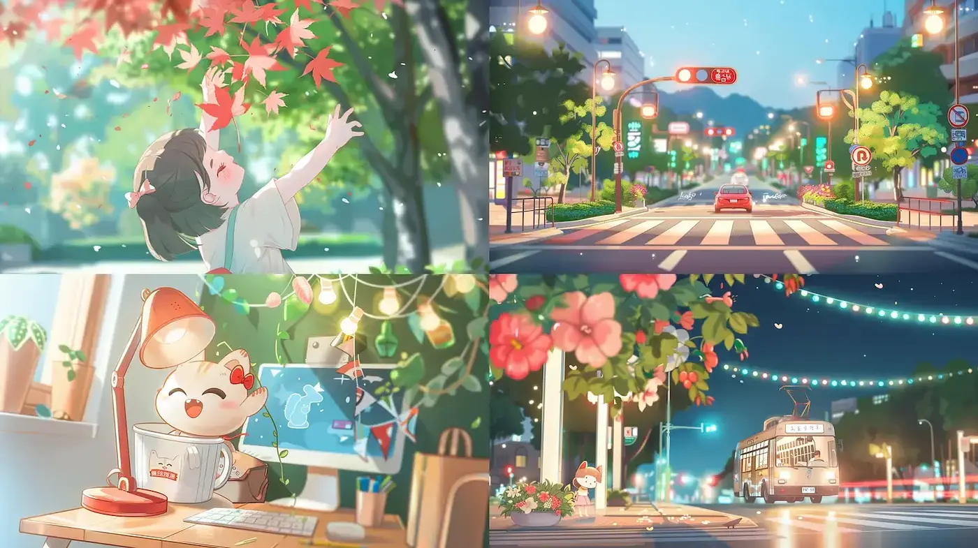 Charming and Lively Anime-influenced Scenes with a Whimsical Atmosphere - Midjourney sref style