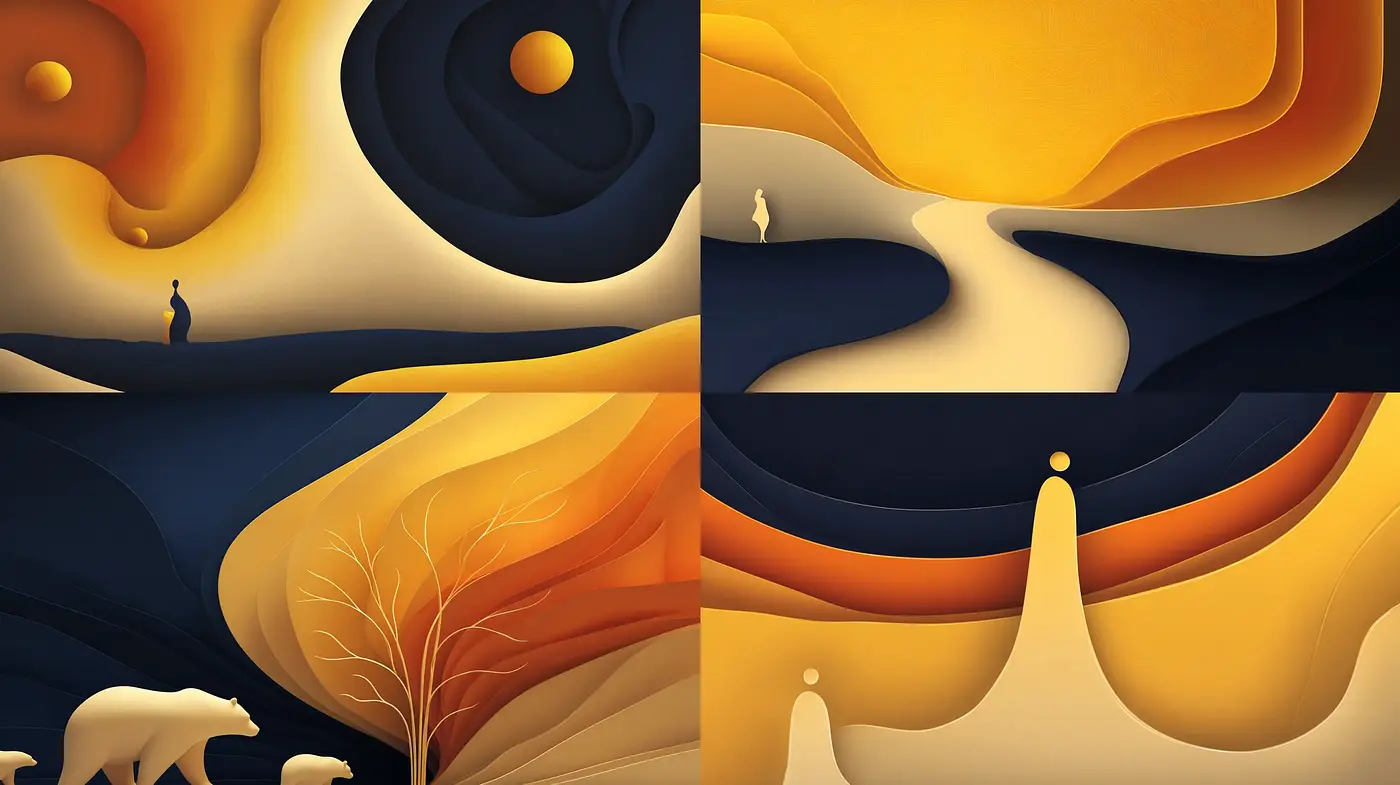 Stylized and Abstract Illustrations with a Contemporary Feel - Midjourney sref style