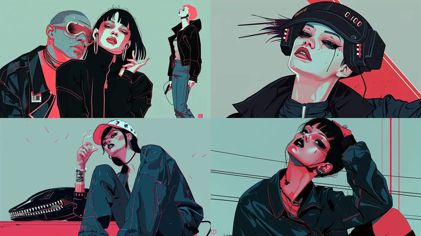 Cyberpunk Revival with a Neon Noir Twist - Midjourney sref style