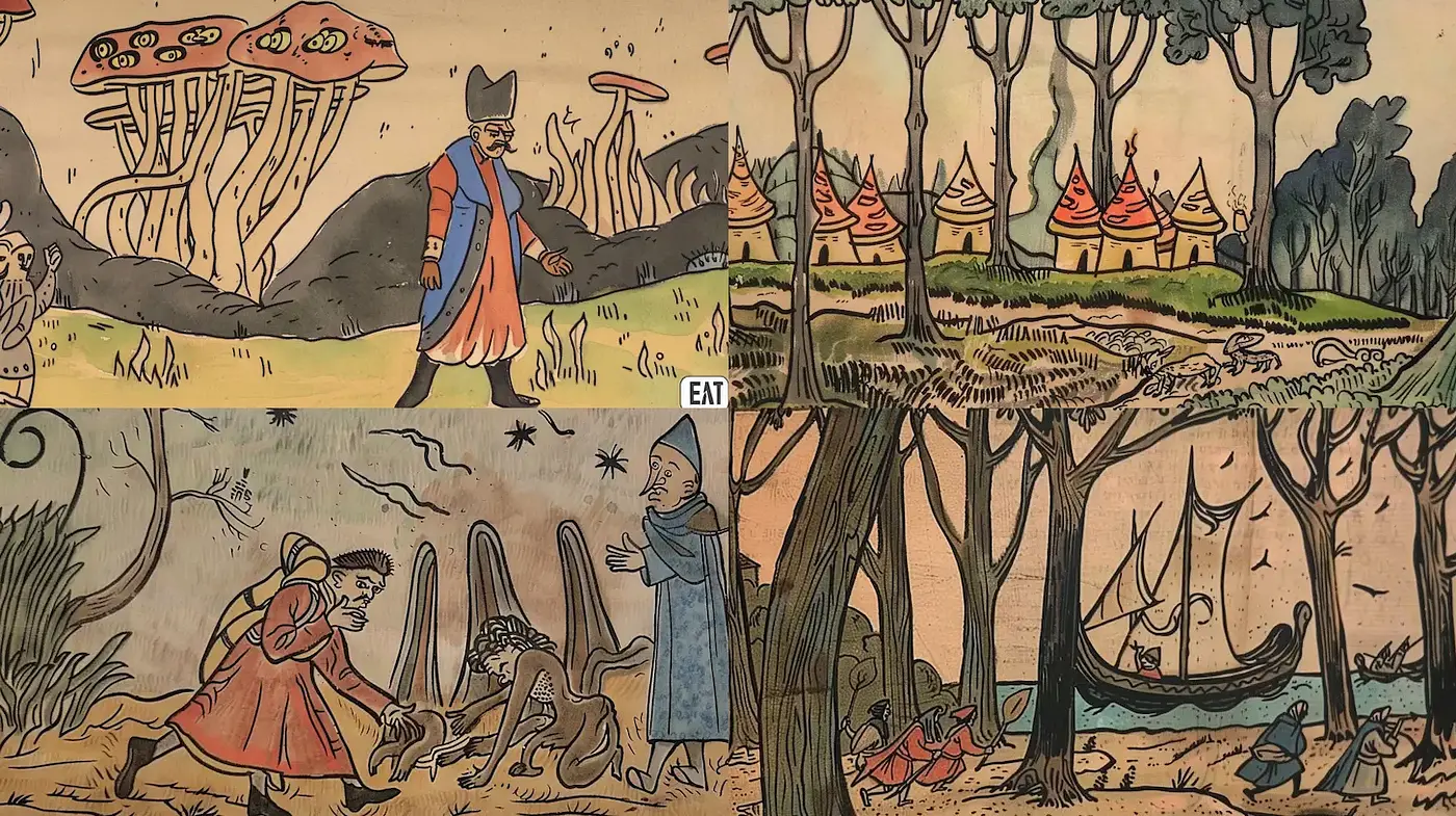 Whimsical Illustrations with Earthy Tones and Storybook Charm - Midjourney sref style