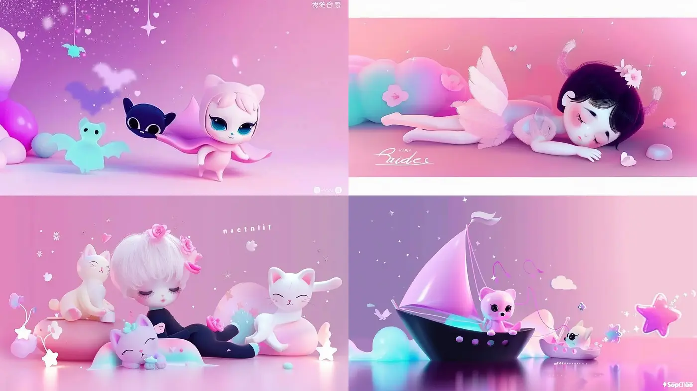 Dreamy Pastel Fantasia: Whimsical Visions in Soft Hues - Midjourney sref style