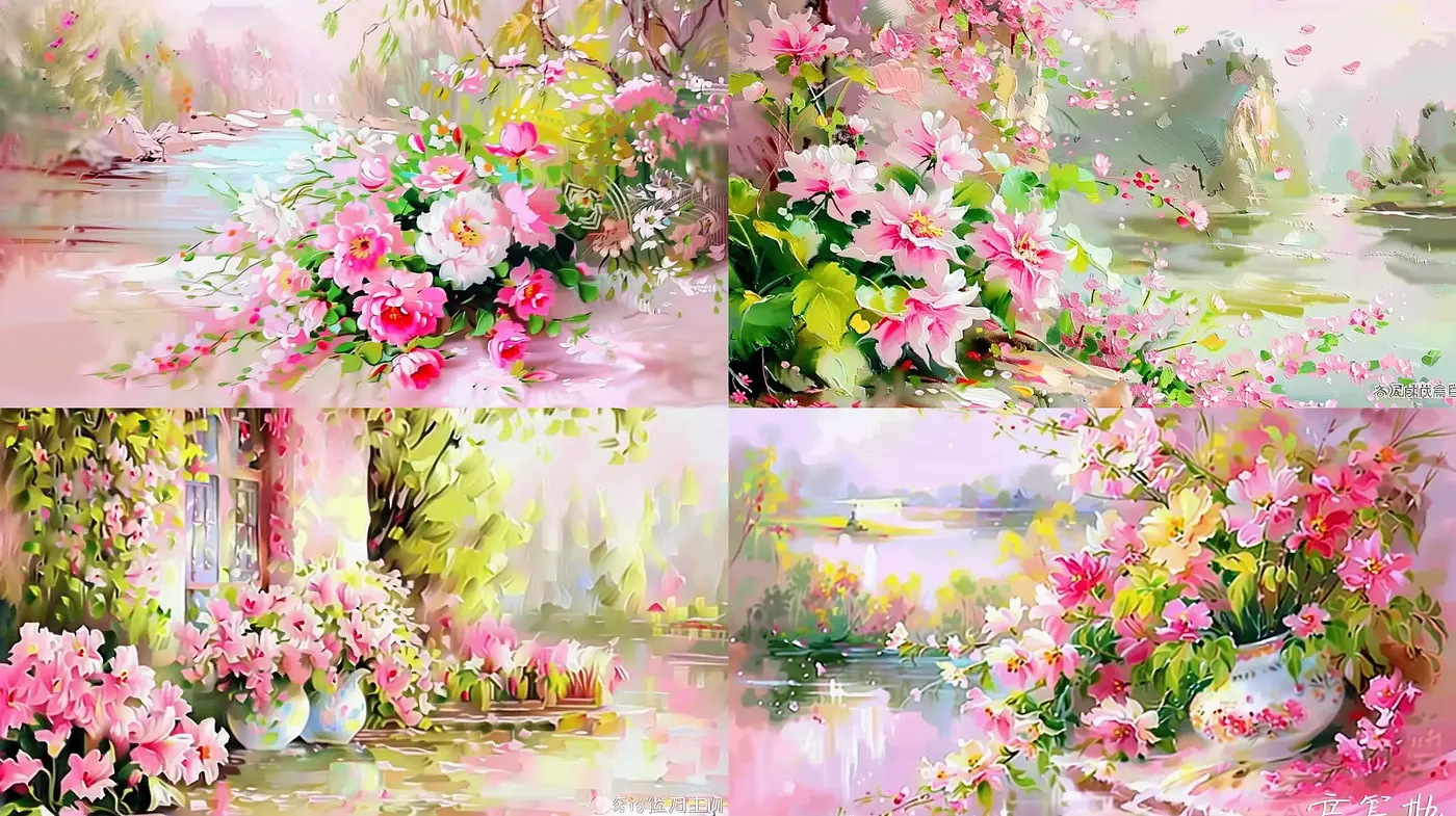 Ethereal Spring Blossoms in Painterly Impressions - Midjourney sref style