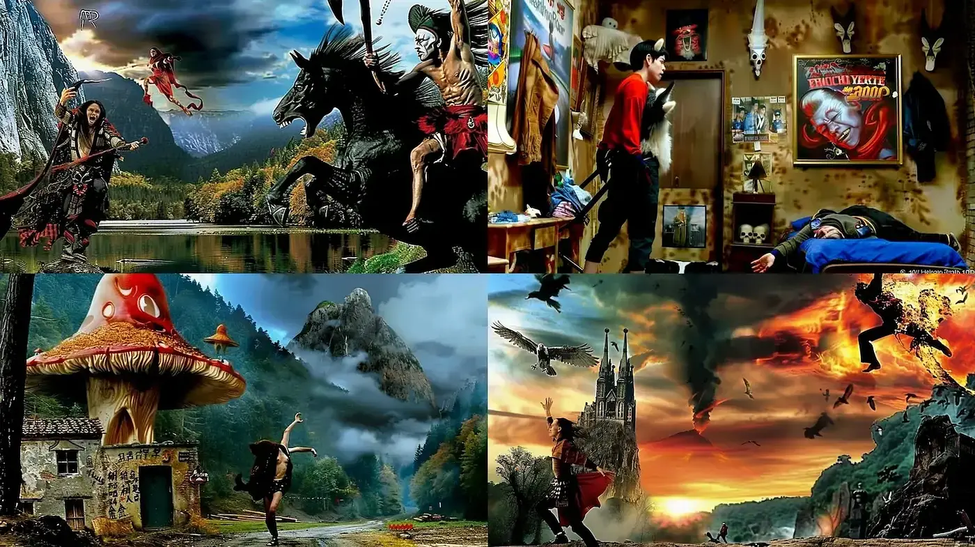 Dynamic and Surreal Fantasy Landscapes with a Cinematic Aesthetic - Midjourney sref style