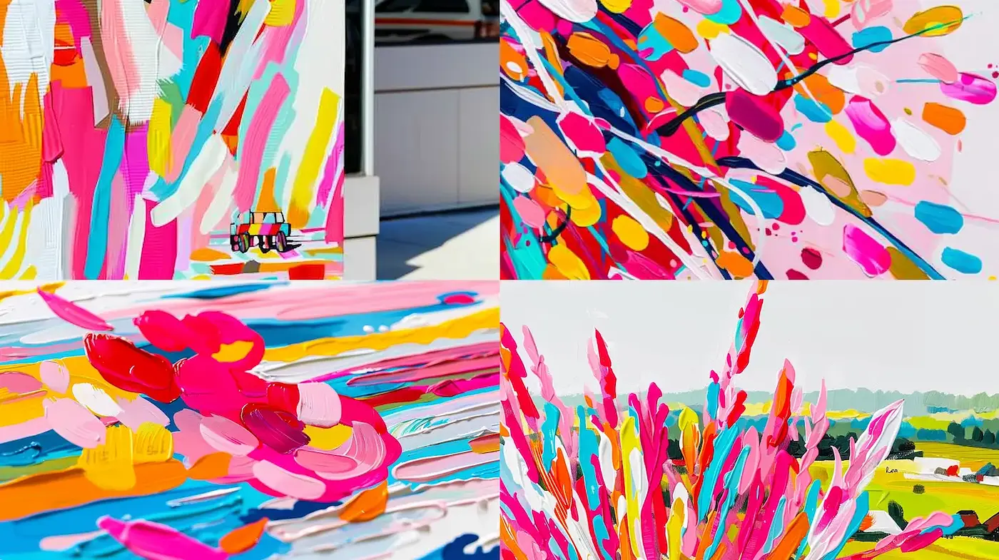 Bright and Bold Abstract Expressionist Style with Vivid Textures - Midjourney sref style