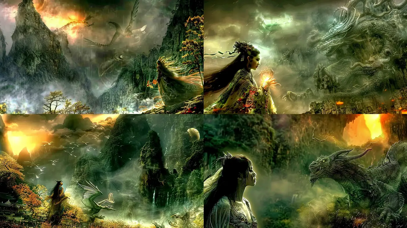 Ethereal Mythical Landscape Renderings with Surreal Overtones - Midjourney sref style