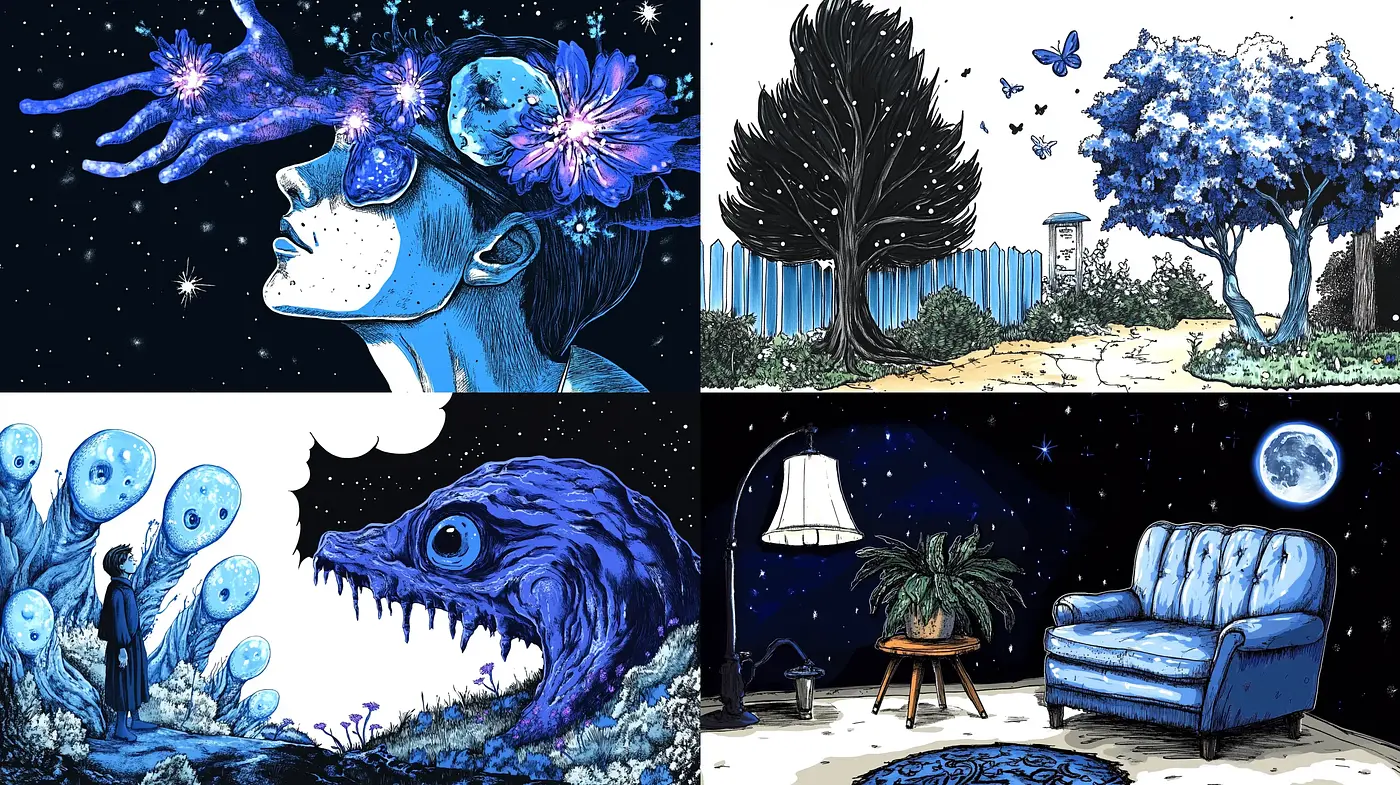Starry Enigma: An Exploration of Cosmic Tones and Surreal Vistas - Midjourney sref style