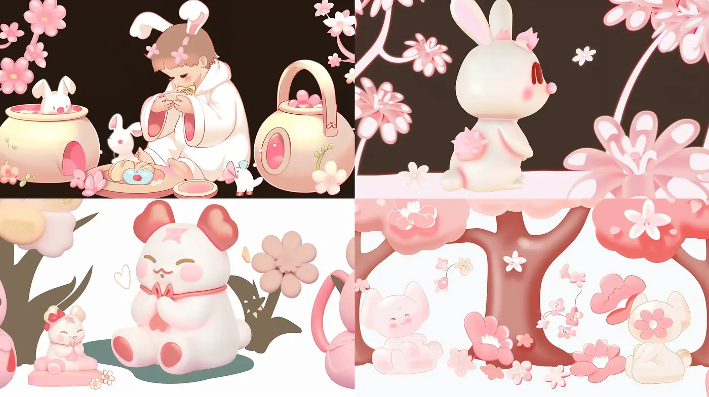 Cherry Blossom Serenity: A Pastel Storybook Fantasy - Midjourney sref style