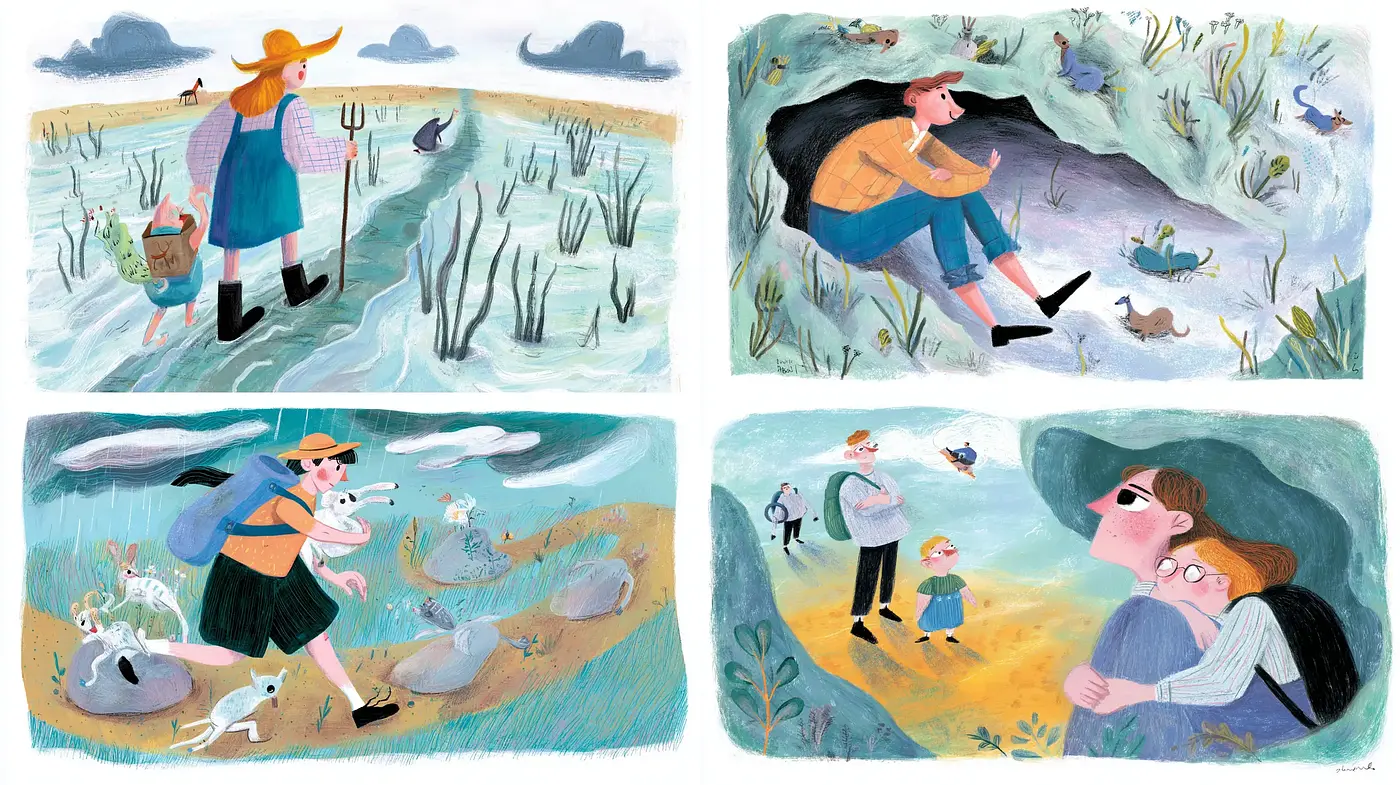 Whimsical and Playful Illustrations with a Sense of Nostalgia - Midjourney sref style