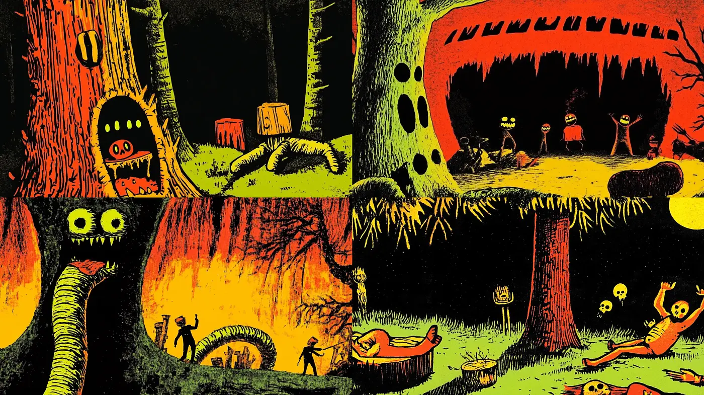 Surreal Fables in Neon Contrast - Midjourney sref style