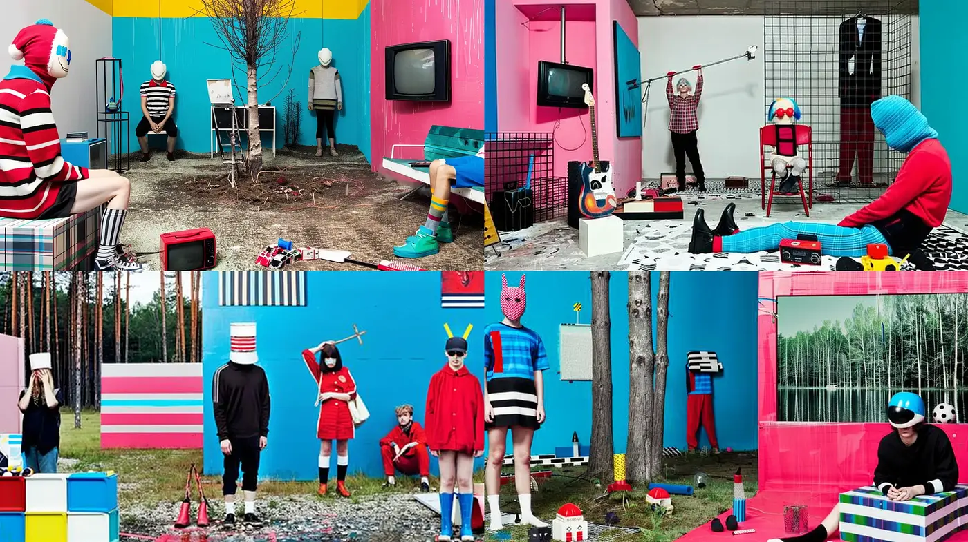 Contemporary Artistic Fusion with Surreal and Pop Art Elements - Midjourney sref style