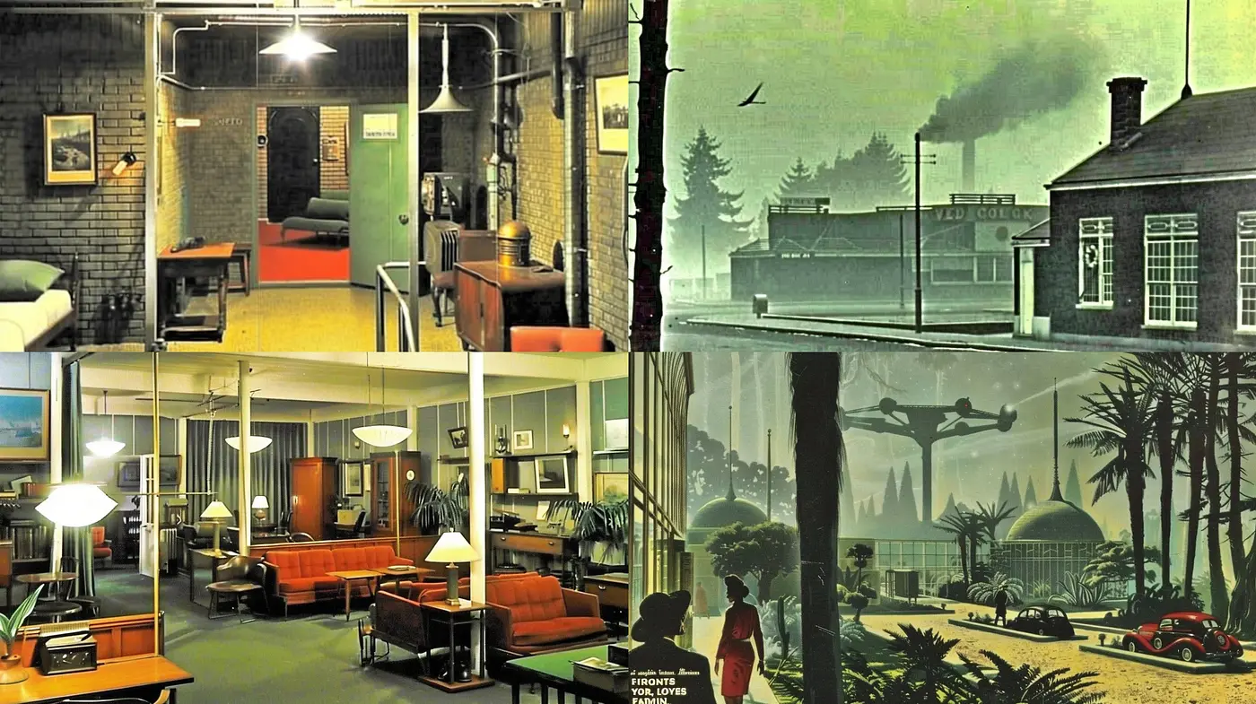 Retrofuturistic Ambiance with Mid-Century Modern Overtones - Midjourney sref style