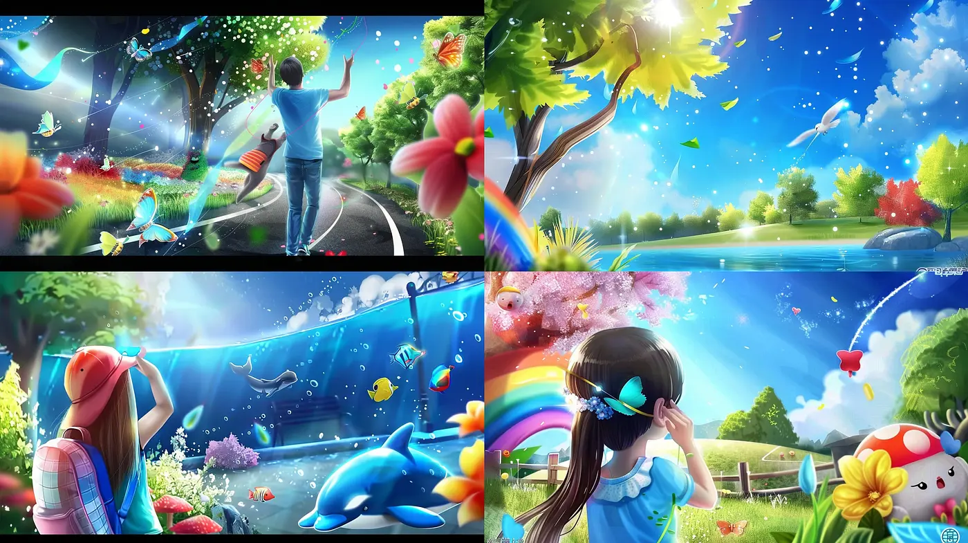 Dreamlike Whimsy: A Vivid Digital Tapestry of Surreal Nature and Childlike Wonder - Midjourney sref style