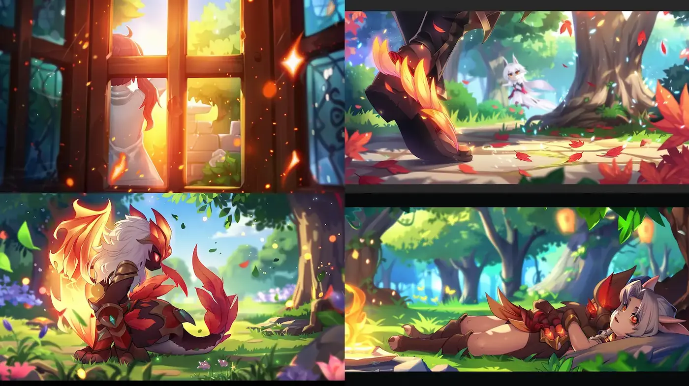 Whimsical Fantasy Illustrations with a Vibrant Nature Theme - Midjourney sref style