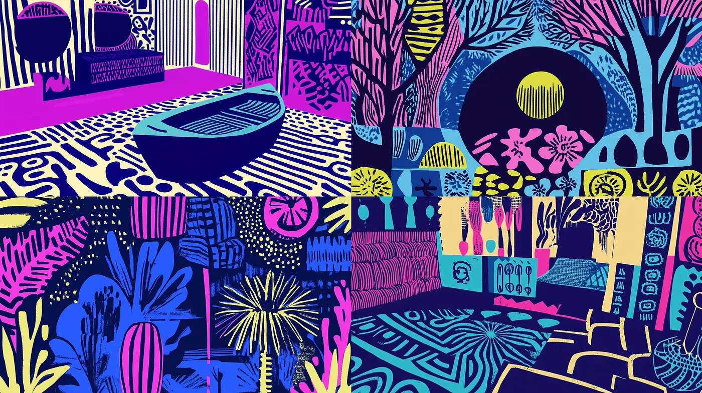 Vibrant Psychedelic Dreamscape Renderings - Midjourney sref style