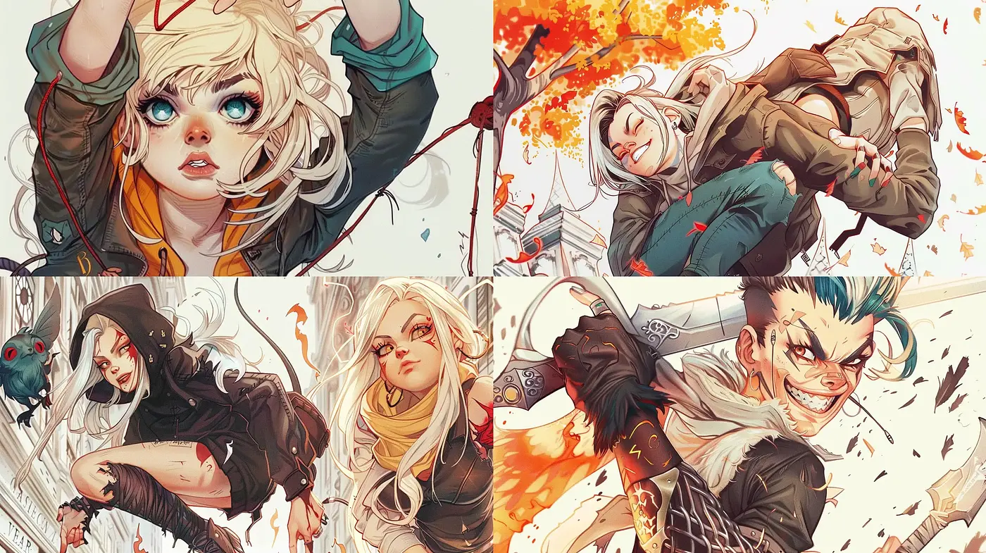 Dynamic Comic-Inspired Illustrations with Vivid Textures and Expressive Detailing - Midjourney sref style