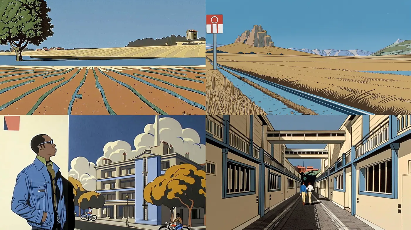 Synchronized Hues and Strokes of Contemporary Serenity - Midjourney sref style