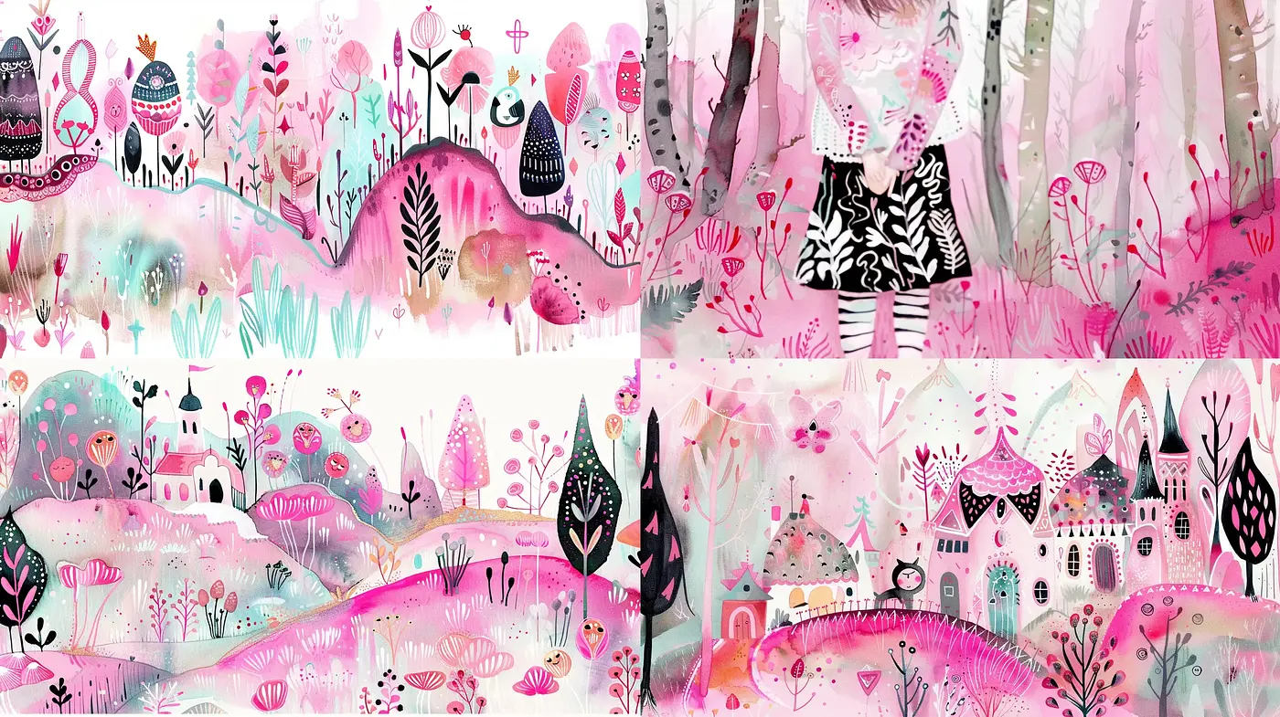 Whimsical Watercolor Dreamscapes with Pastel Hues and Ethereal Textures - Midjourney sref style