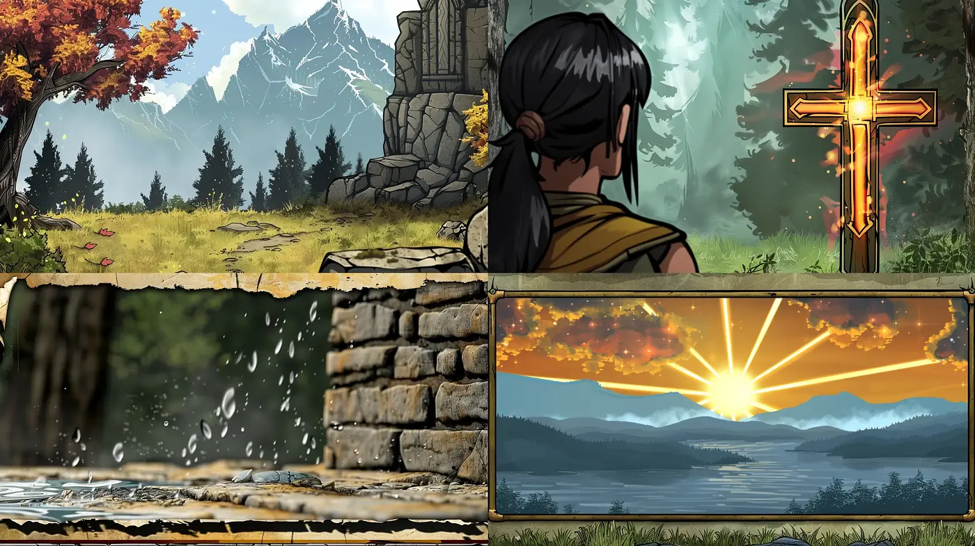 Luminous Dawn to Dusk: A Journey in Stylized Nature - Midjourney sref style