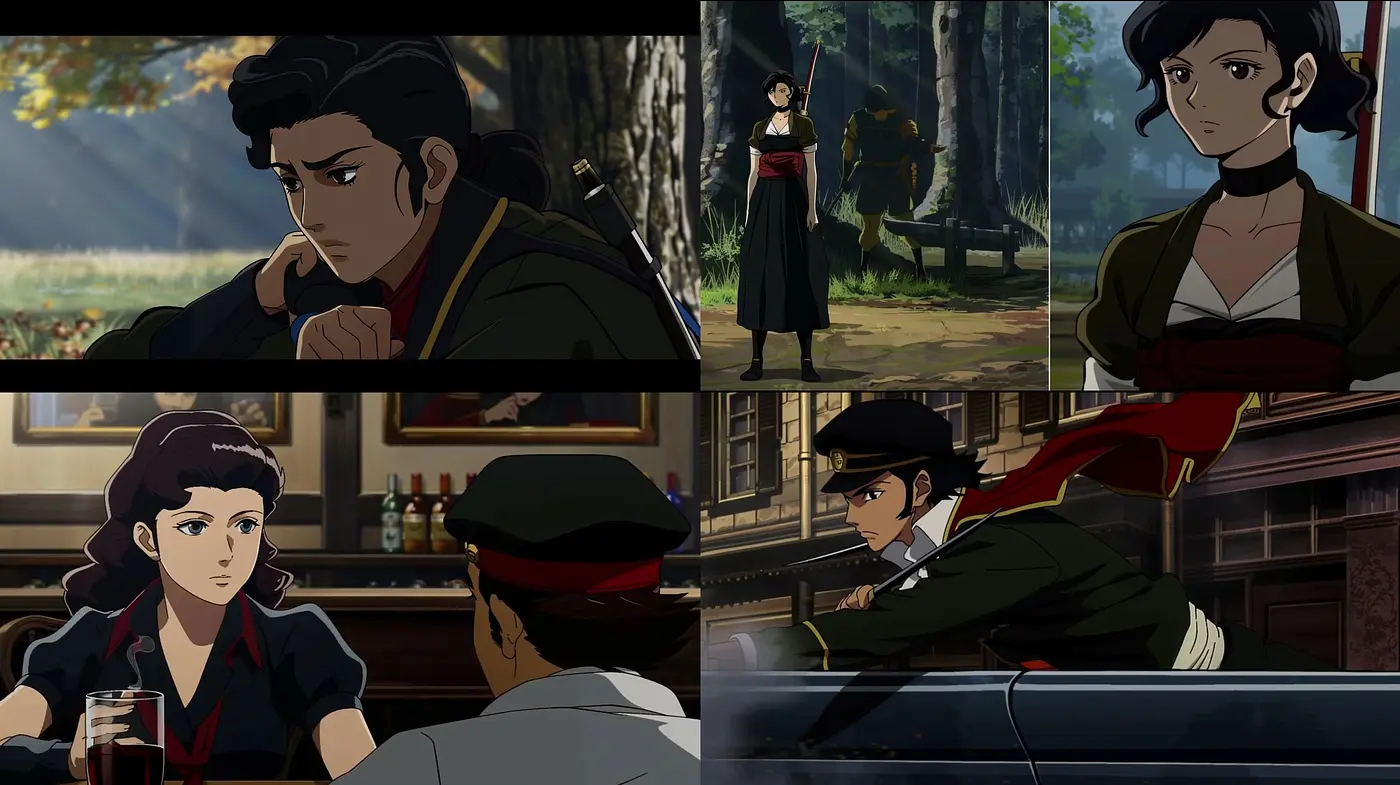 Timeless Elegance in Cinematic Anime Illustration - Midjourney sref style