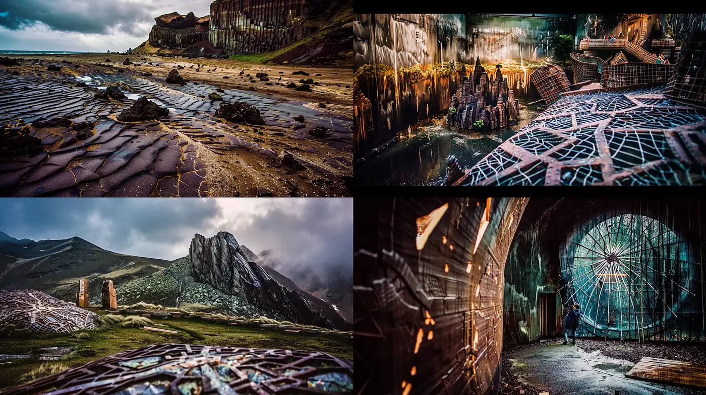 Dystopian Echoes in Surreal Landscapes - Midjourney sref style