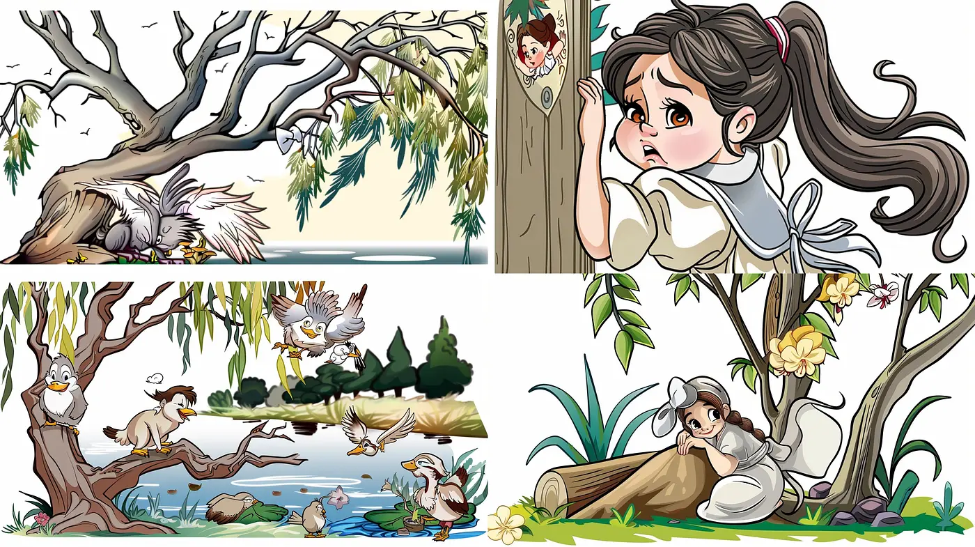 Timeless Serenity in Stylized Nature: A Harmonious Blend of Vibrant Hues and Organic Whimsy - Midjourney sref style