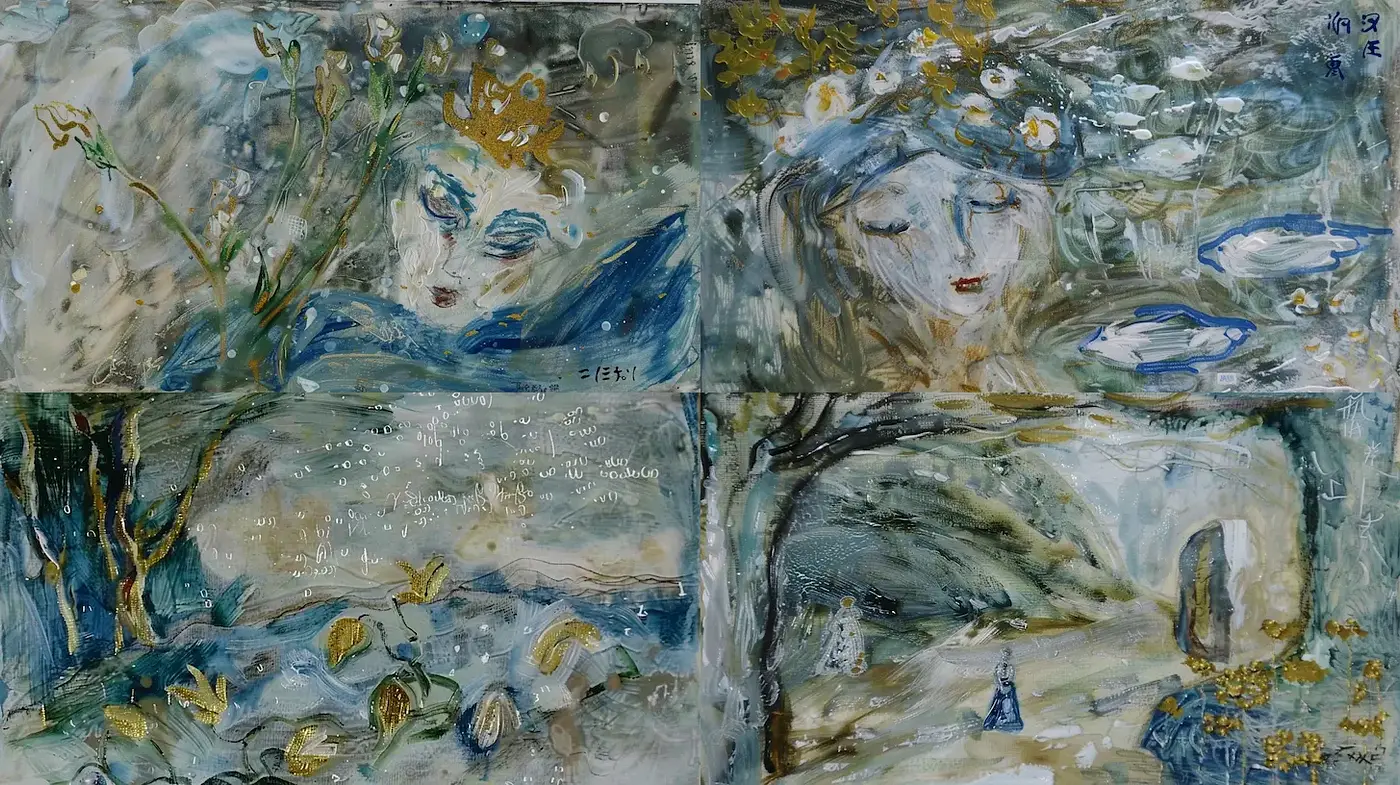 Whimsical, dreamlike compositions with impressionistic texture and muted tones - Midjourney sref style