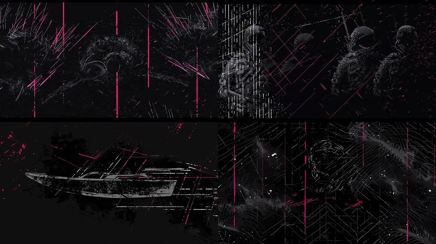 Synthetic Noir: A Cyberpunk Dreamscape in Monochrome and Neon - Midjourney sref style