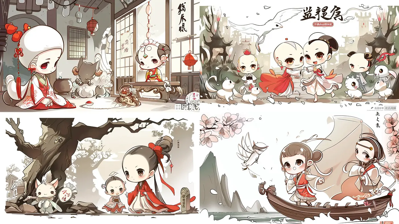 Harmony in Ink: A Stylized Fusion of Traditional Asian Art and Modern Illustration - Midjourney sref style