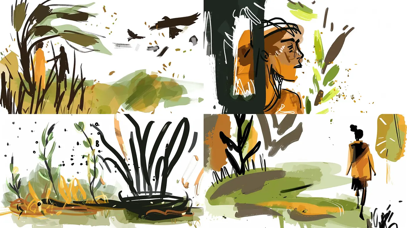 Abstracted Brushwork Harmony in Warm Earth Tones - Midjourney sref style