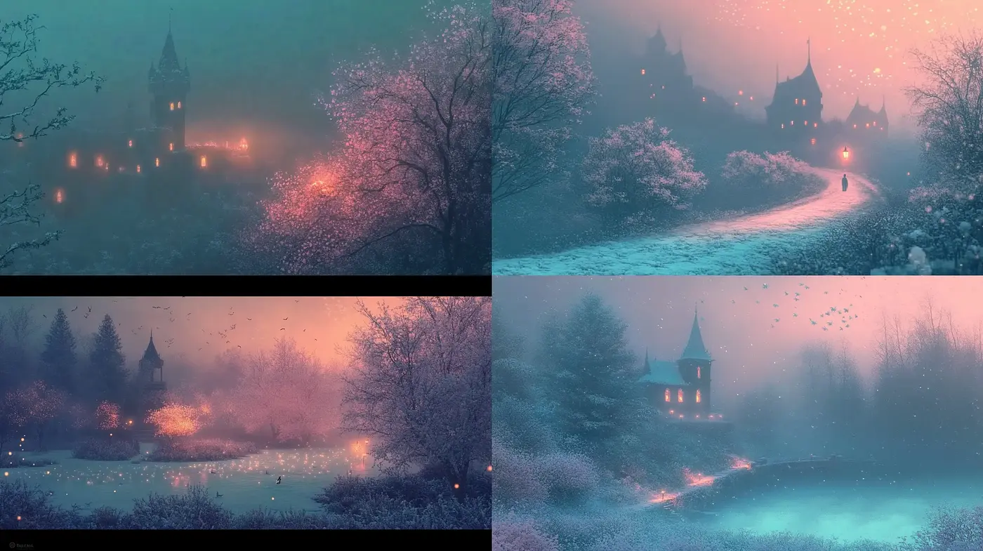 Ethereal Twilight Ambiance in a Dreamlike Pastel World - Midjourney sref style