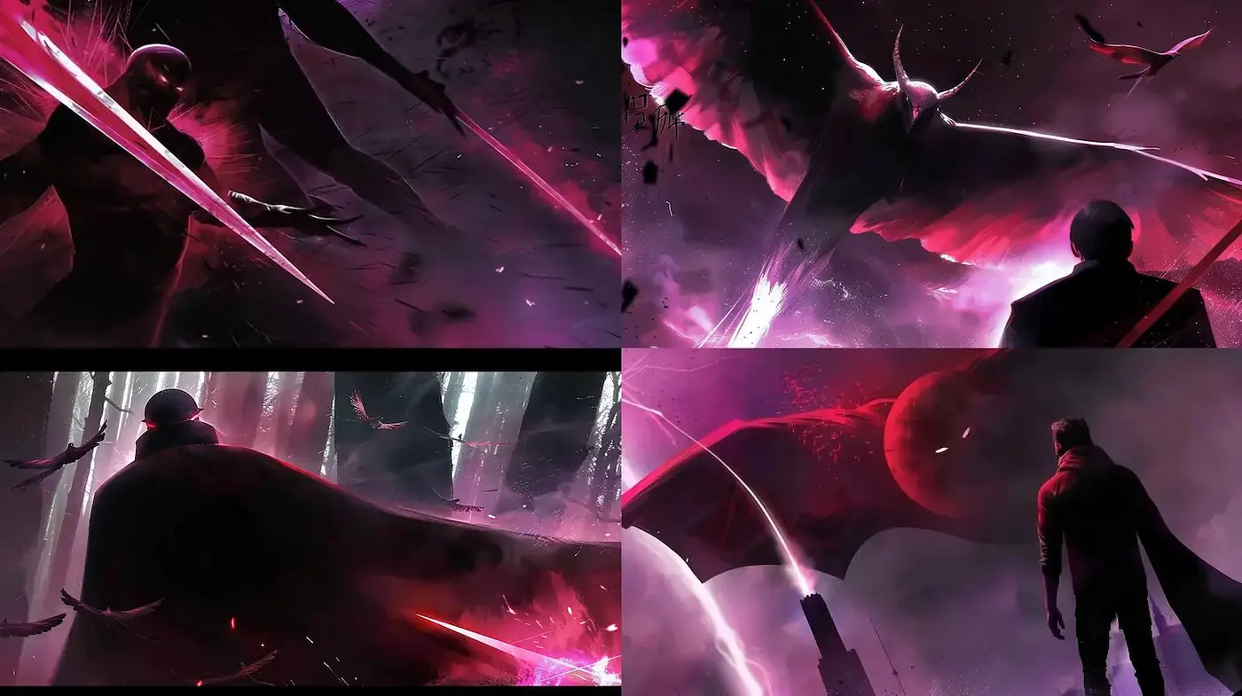 Dramatic and Ethereal Cyberpunk Aesthetic with Dynamic Movement - Midjourney sref style
