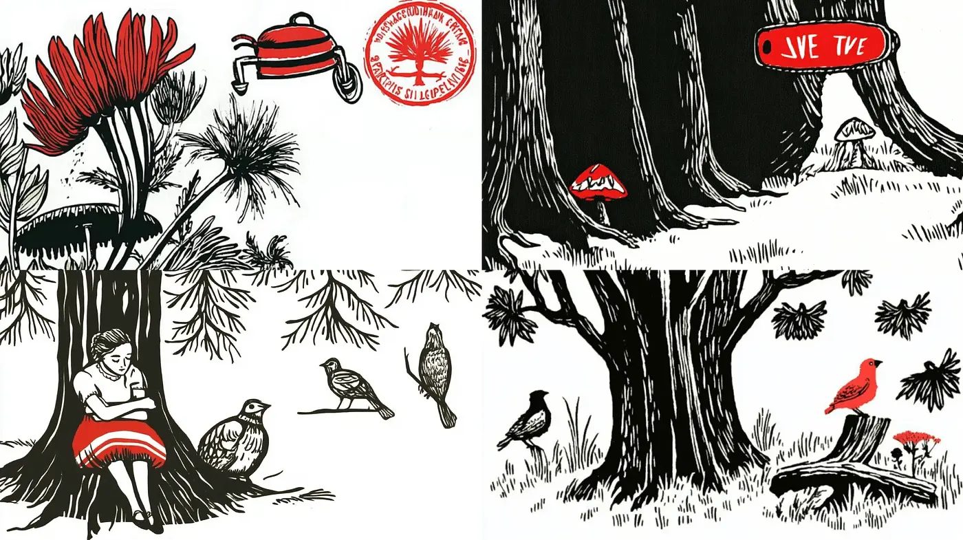 Whimsical Woodland Enchantment: A Vintage-Inspired Illustrative Series - Midjourney sref style