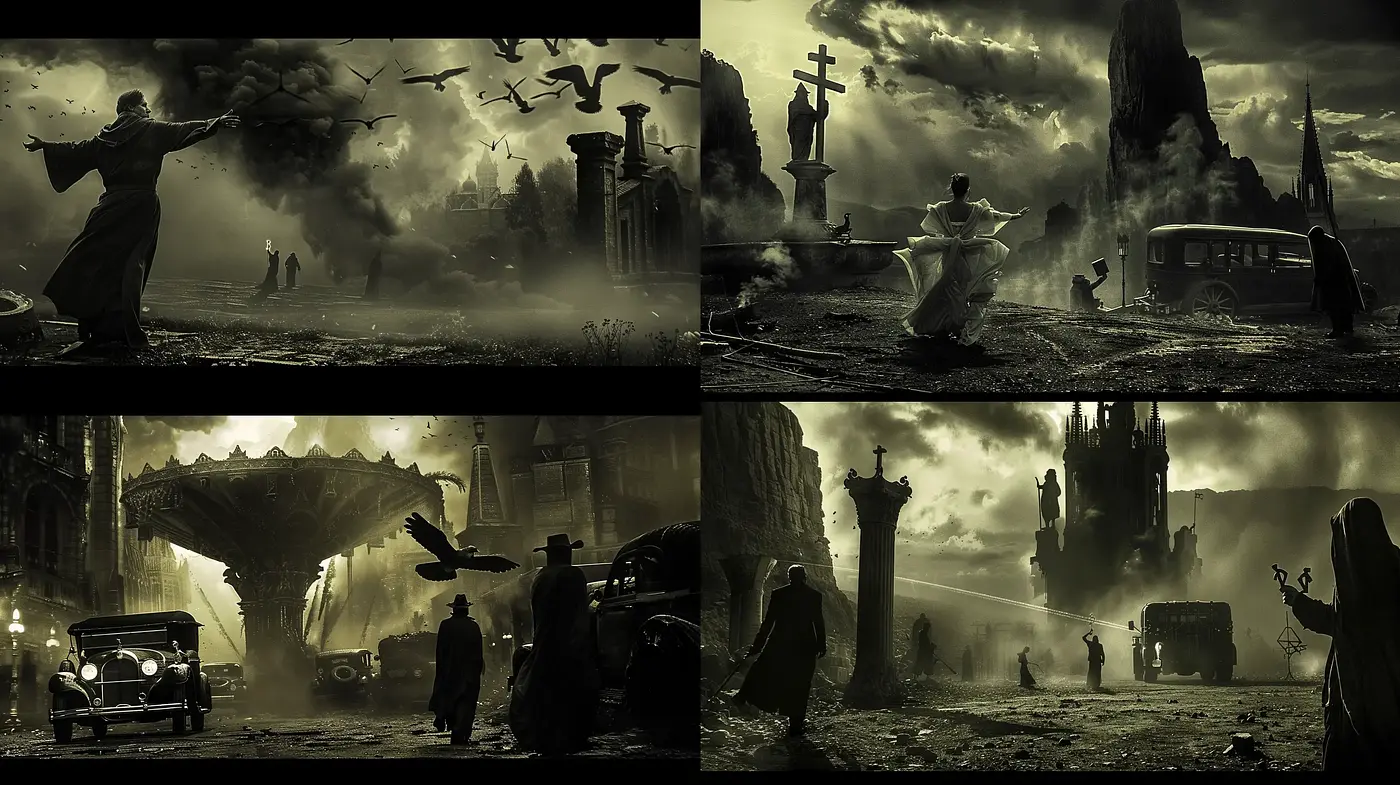 Eerie Monochromatic Visions of a Gothic Universe - Midjourney sref style
