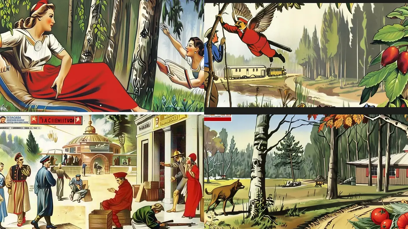 Consistent Elements of Nostalgic Storybook Illustrations - Midjourney sref style