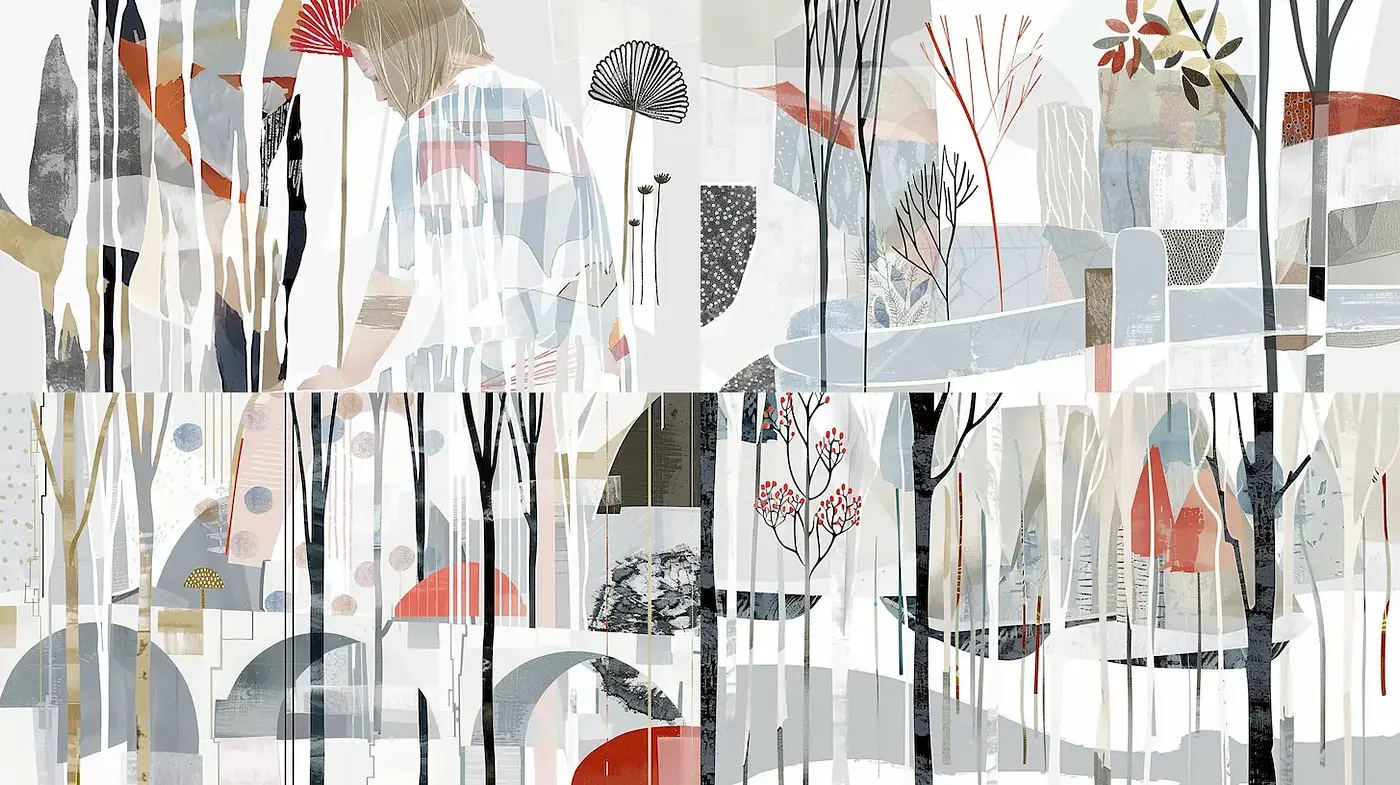 A Harmonious Blend of Abstract Nature and Minimalist Forms - Midjourney sref style