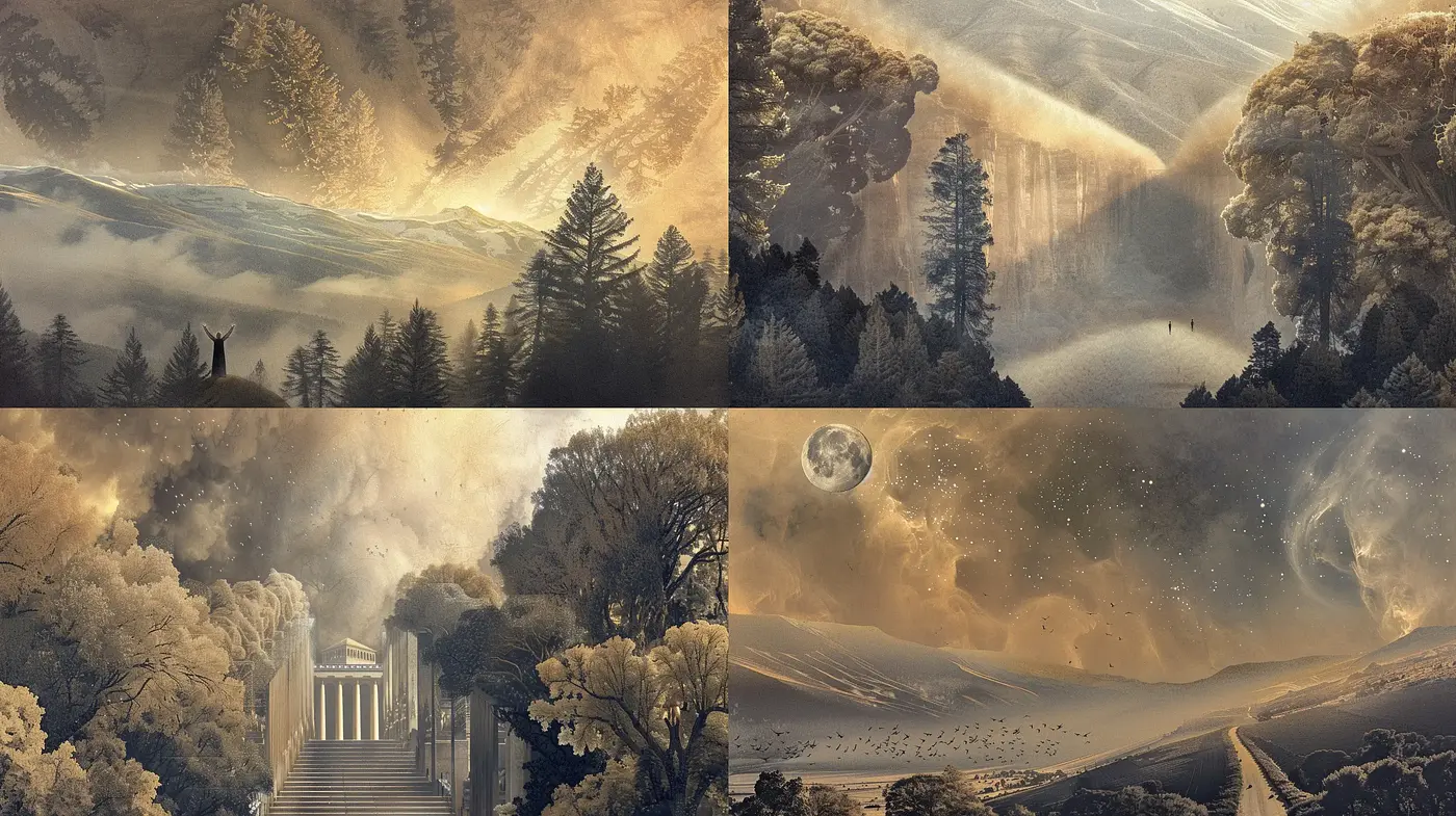 Ethereal Dreamscapes with a Sublime Sepia Ambiance - Midjourney sref style