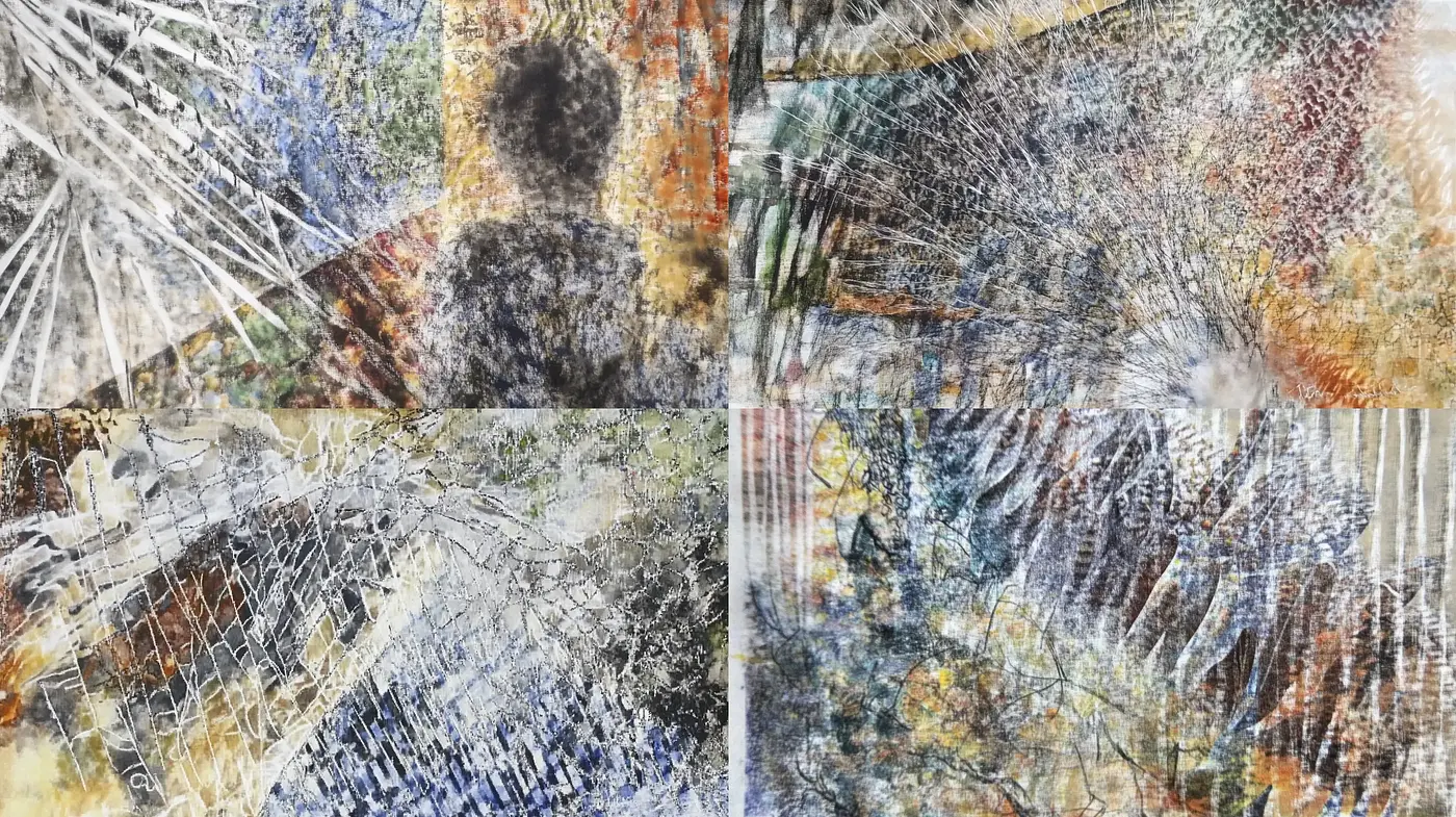 Abstract Expressionist Fusion with Textural Complexity and Dynamic Movement - Midjourney sref style