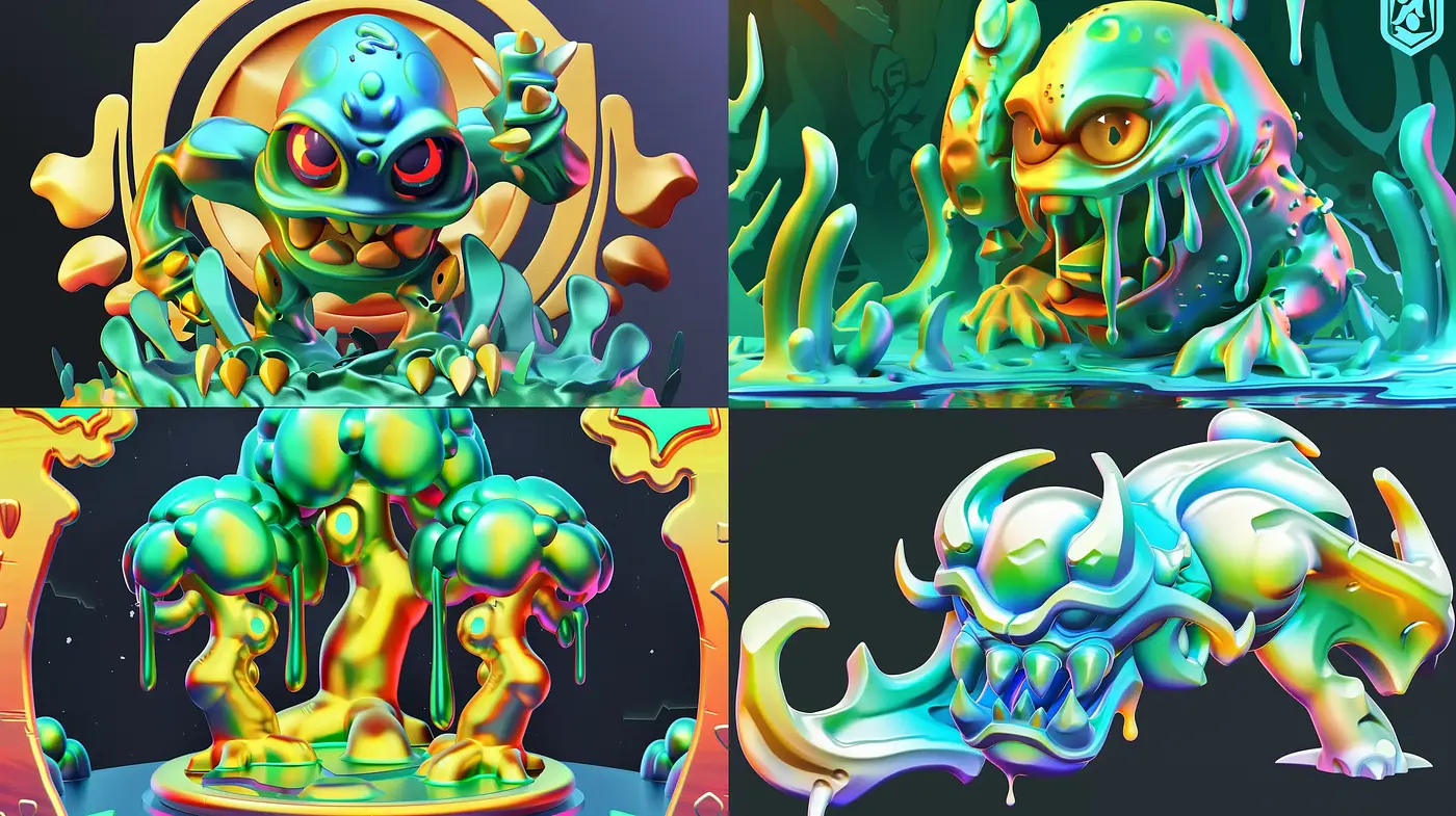 Psychedelic Chromatic Abstractions in Surrealist Fantasy - Midjourney sref style