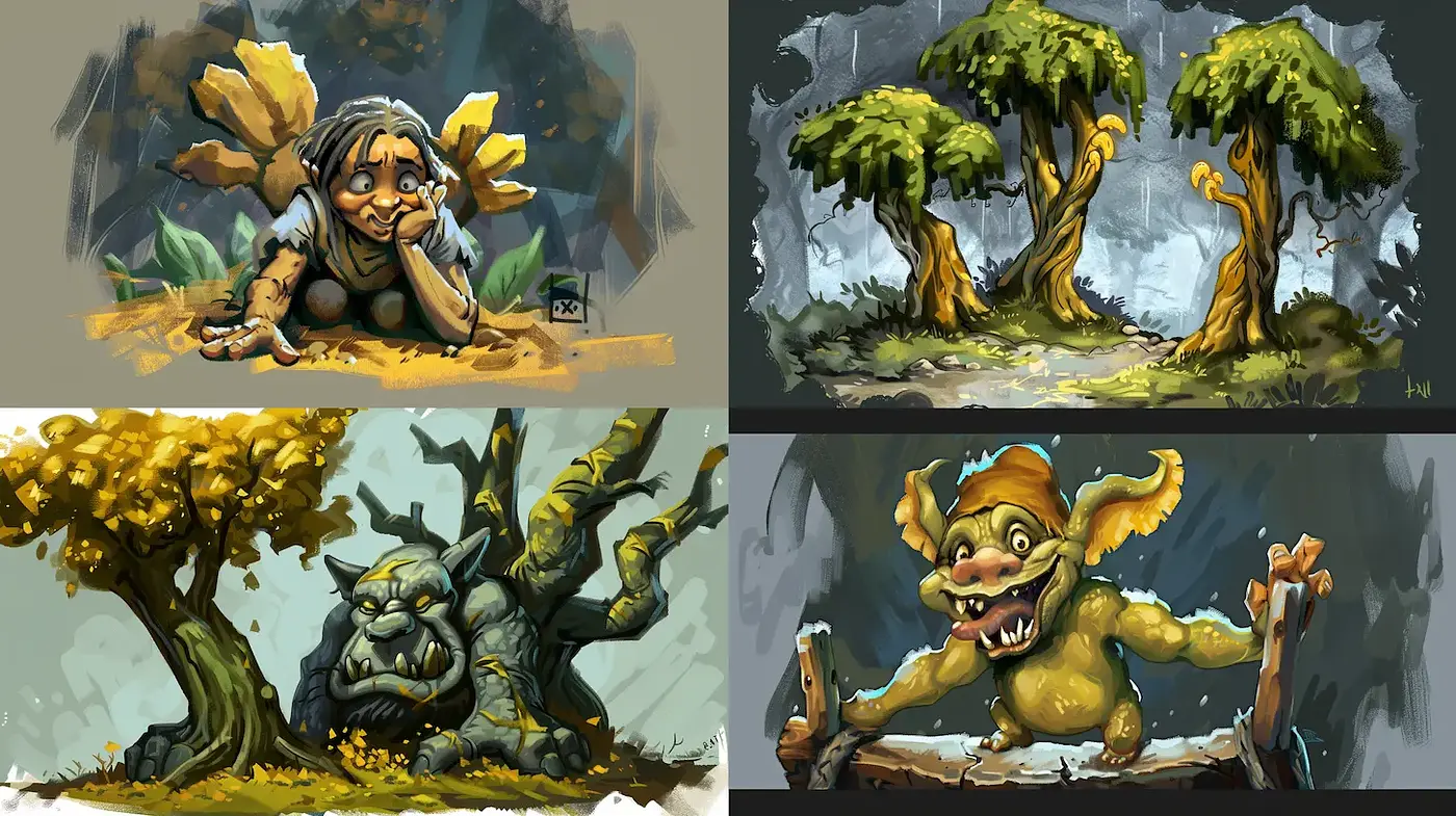 Playful and Whimsical Illustration Style with Nature Themes - Midjourney sref style