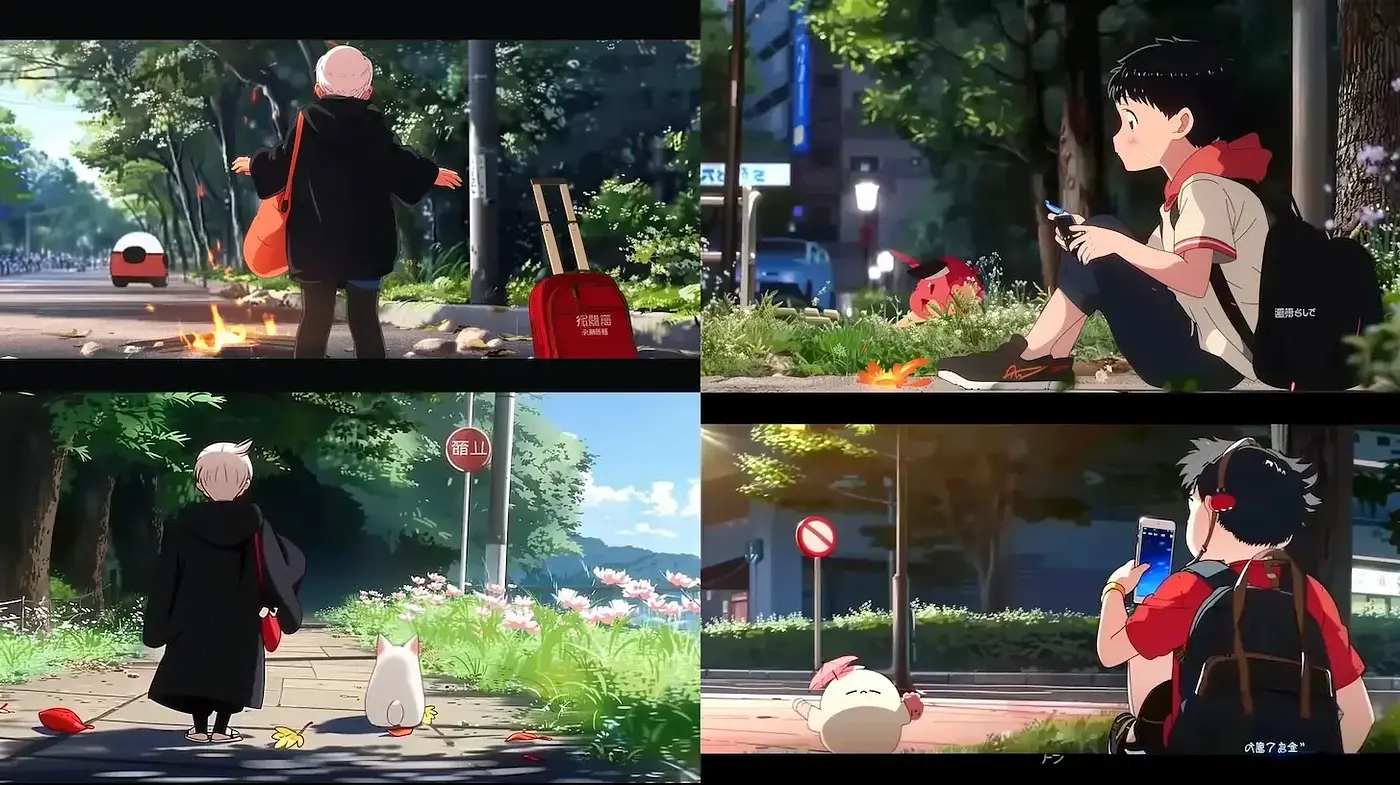 Vibrant and Lush Anime-Inspired Urban Scenes with a Whimsical Touch - Midjourney sref style