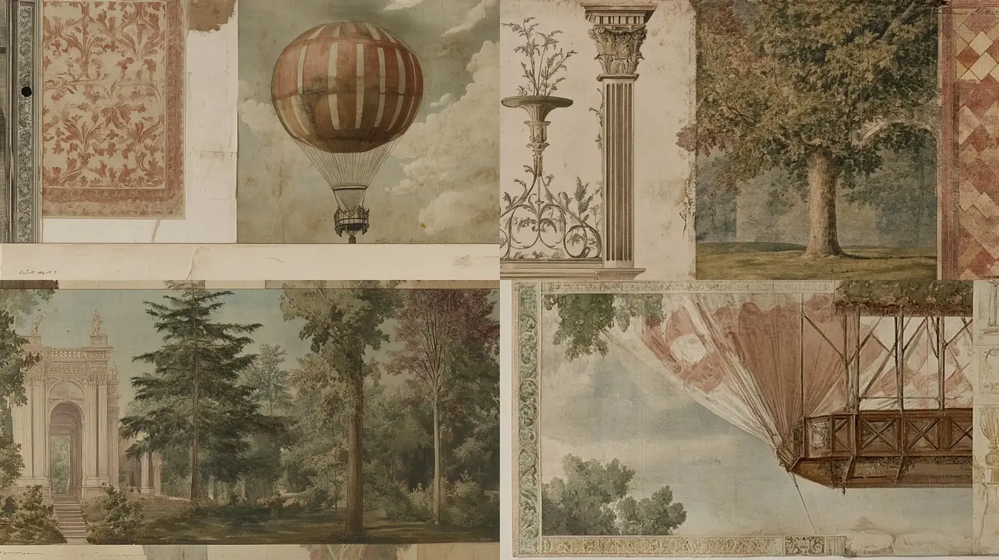 Ethereal Dreamscape of Vintage Vistas and Aerostatic Ambience - Midjourney sref style