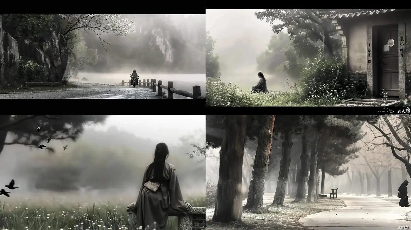 Melancholic Monochrome: A Study in Grayscale Serenity - Midjourney sref style